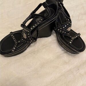 Harley-Davidson Black Studded Platform Sandals